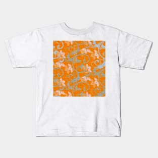 Electric Orange Scroll Tapestry Kids T-Shirt